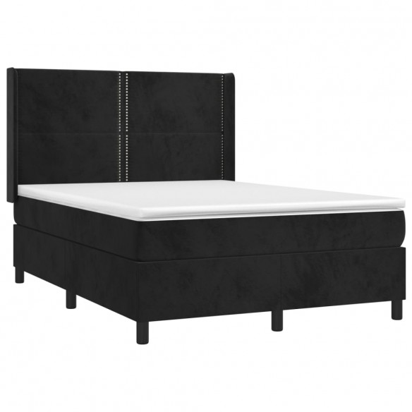 Cadre de lit matelas et LED Noir 140x190 cm Velours