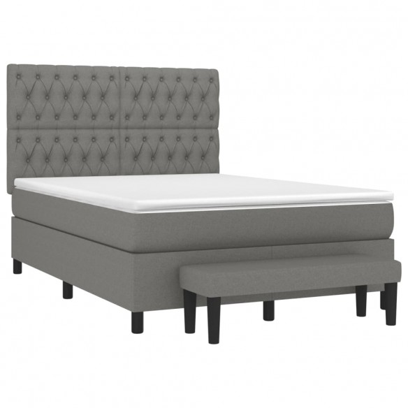 Sommier à lattes de lit avec matelas Gris foncé 140x190cm Tissu