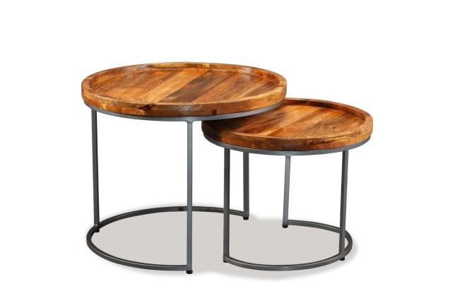 Ensemble de tables d'appoint 2 pcs Bois de manguier massif