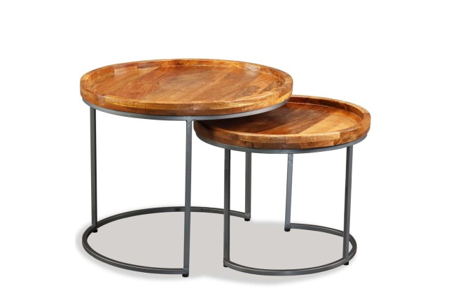 Ensemble de tables d'appoint 2 pcs Bois de manguier massif