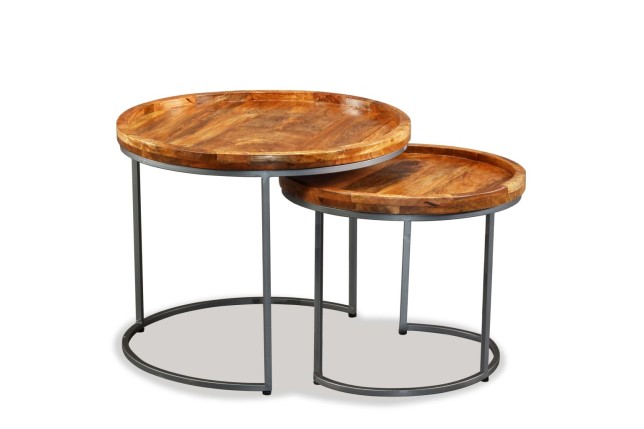 Ensemble de tables d'appoint 2 pcs Bois de manguier massif
