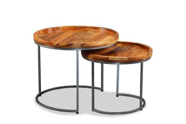 Ensemble de tables d'appoint 2 pcs Bois de manguier massif