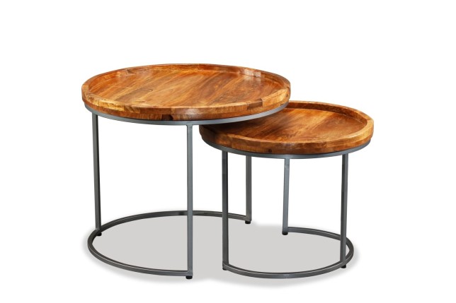 Ensemble de tables d'appoint 2 pcs Bois de manguier massif