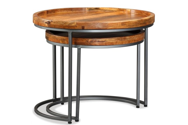 Ensemble de tables d'appoint 2 pcs Bois de manguier massif