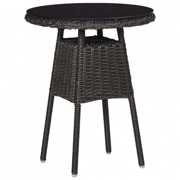 Mobilier de bistro 3 pcs avec coussins Résine tressée Noir