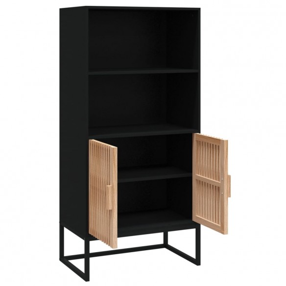 Buffet haut noir 60x35x125 cm bois d'ingénierie