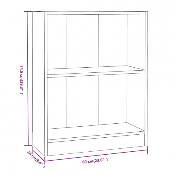 Bibliothèque Sonoma gris 60x24x74,5 cm Bois d'ingénierie