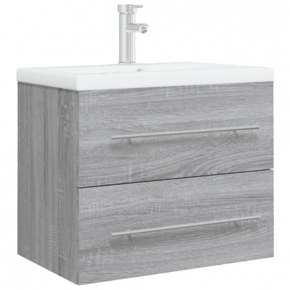 Meuble lavabo avec bassin intégré Sonoma gris Bois d'ingénierie