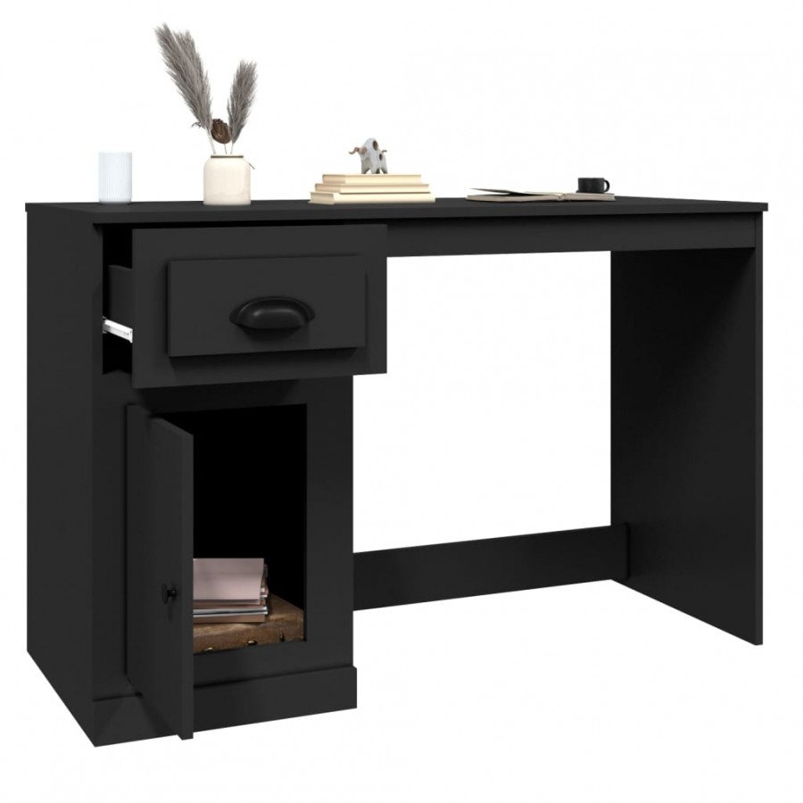 Bureau avec tiroir noir 115x50x75 cm bois d'ingénierie