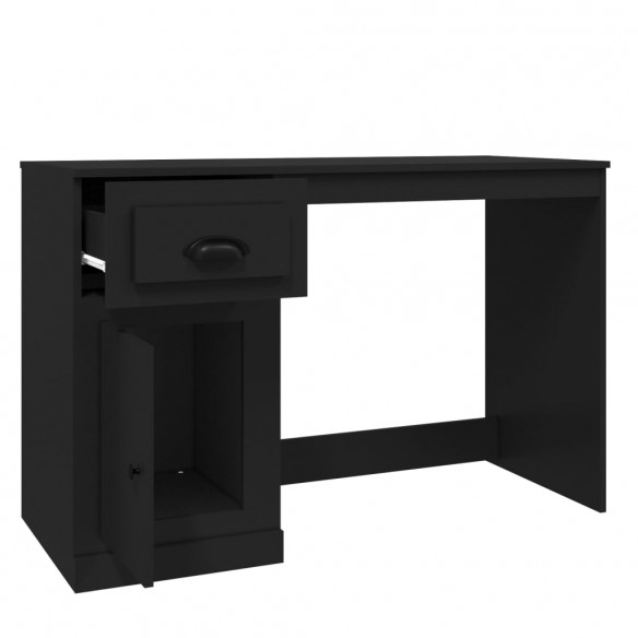 Bureau avec tiroir noir 115x50x75 cm bois d'ingénierie