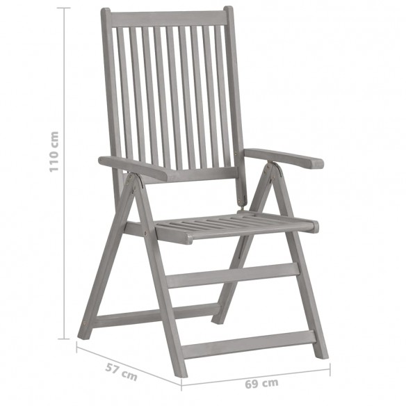 Chaises inclinables de jardin 6 pcs avec coussins Bois d'acacia