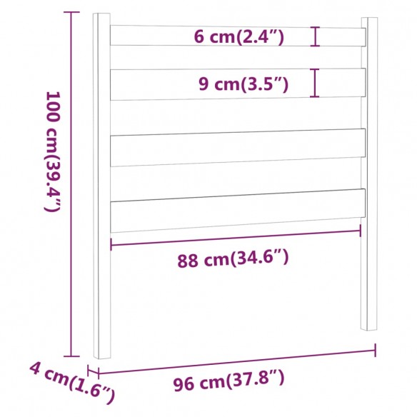 Tête de lit Blanc 96x4x100 cm Bois massif de pin