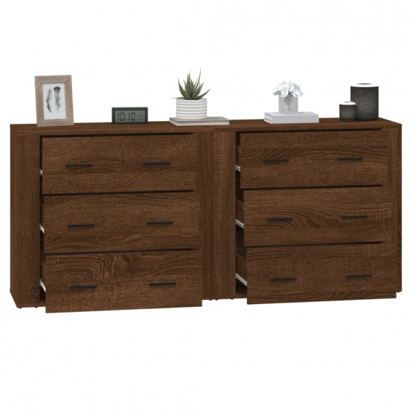 Buffets 2 pcs chêne marron bois d'ingénierie