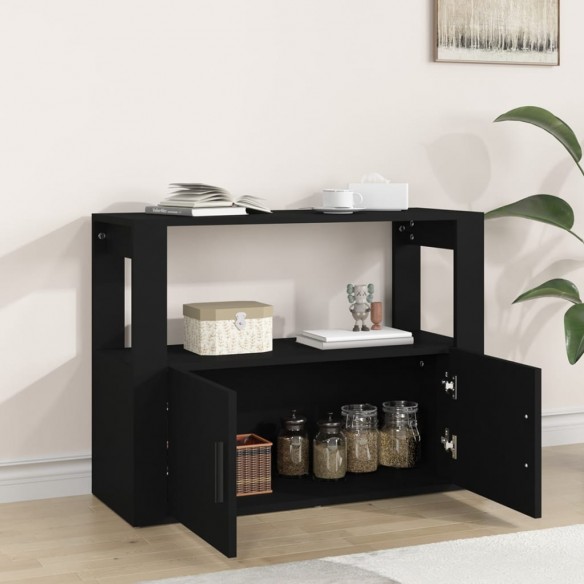 Buffet Noir 80x30x60 cm Bois d'ingénierie