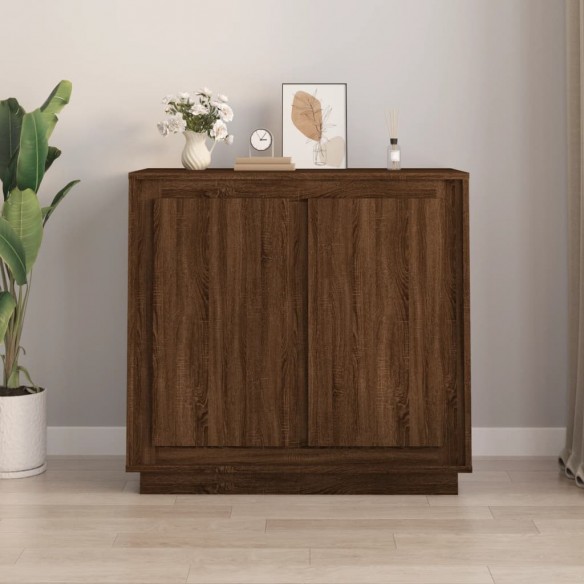 Buffet chêne marron 80x34x75 cm bois d'ingénierie