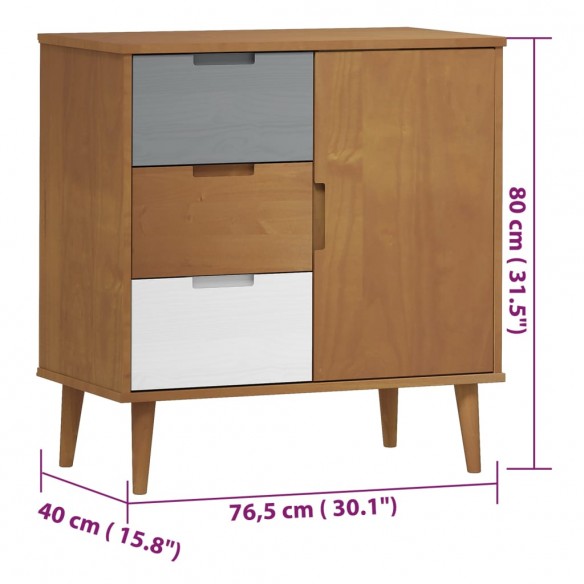 Buffet MOLDE Marron 76,5x40x80 cm Bois massif de pin