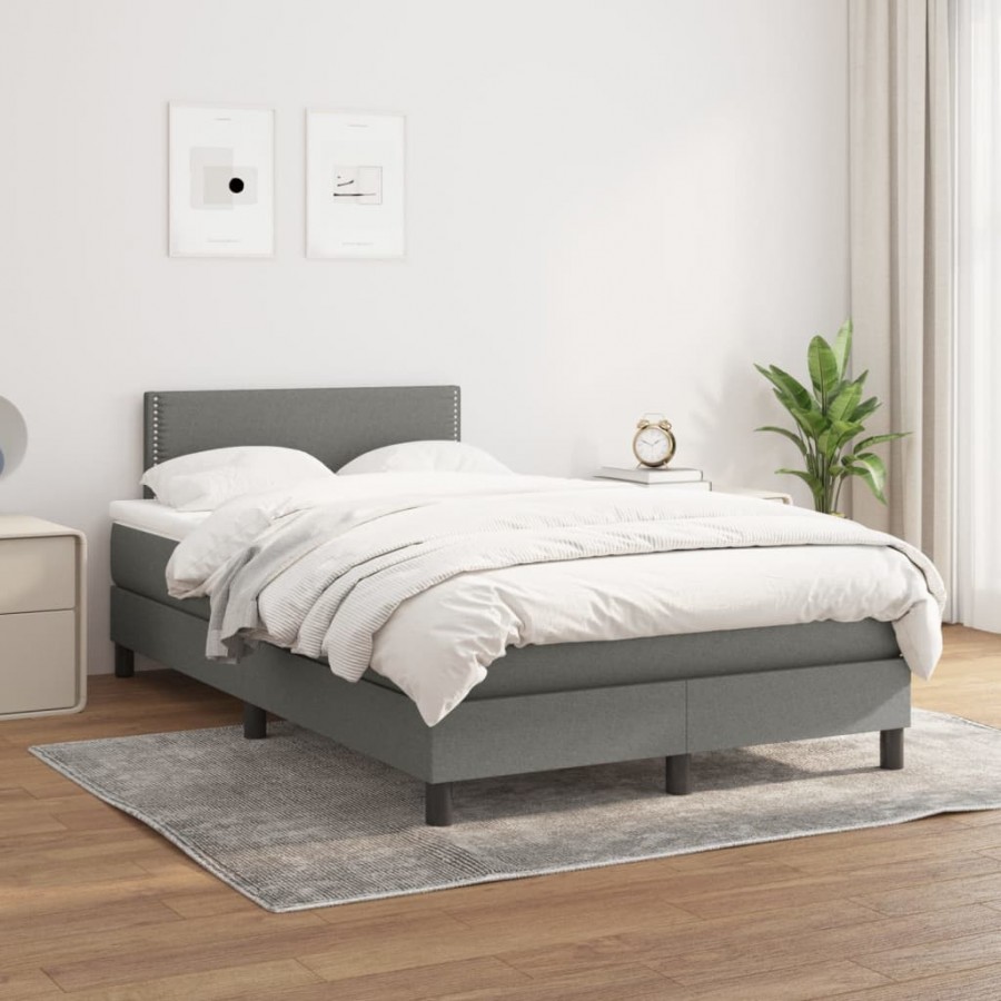 Sommier à lattes de lit avec matelas Gris foncé 120x200cm Tissu