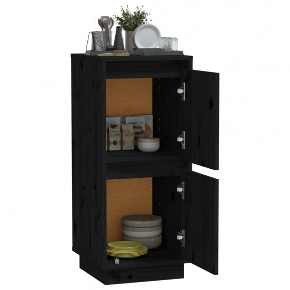 Buffet Noir 31,5x34x75 cm Bois massif de pin