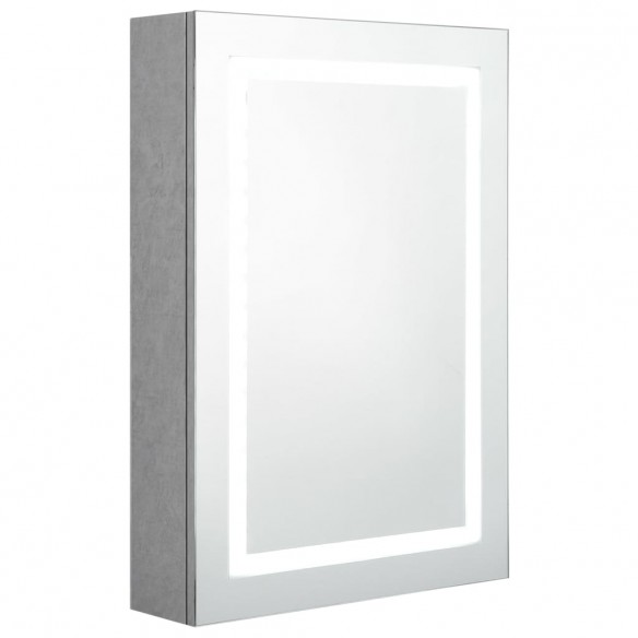 Armoire de salle de bain à miroir LED gris béton 50x13x70 cm