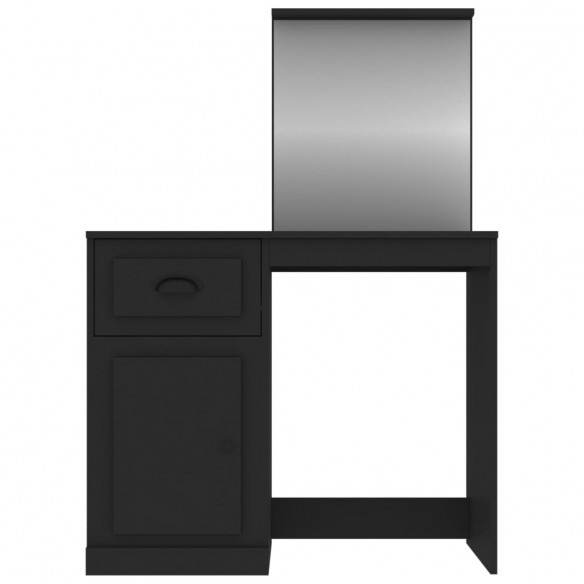 Coiffeuse avec miroir noir 90x50x132,5 cm bois d'ingénierie