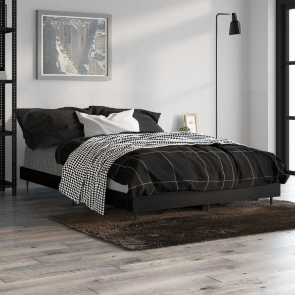 Cadre de lit noir 120x190 cm bois d'ingénierie