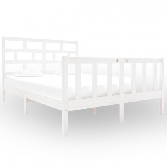 Cadre de lit Blanc Bois de pin massif 135x190 cm Double