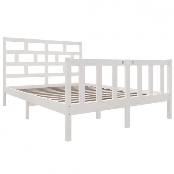 Cadre de lit Blanc Bois de pin massif 135x190 cm Double