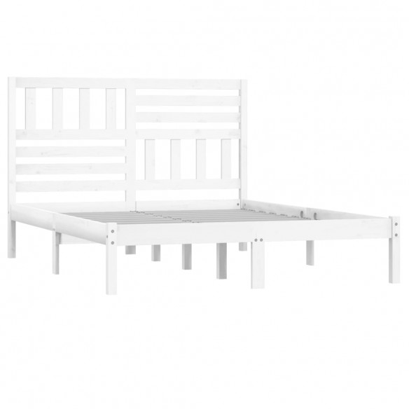 Cadre de lit blanc 120x190 cm petit double bois massif de pin