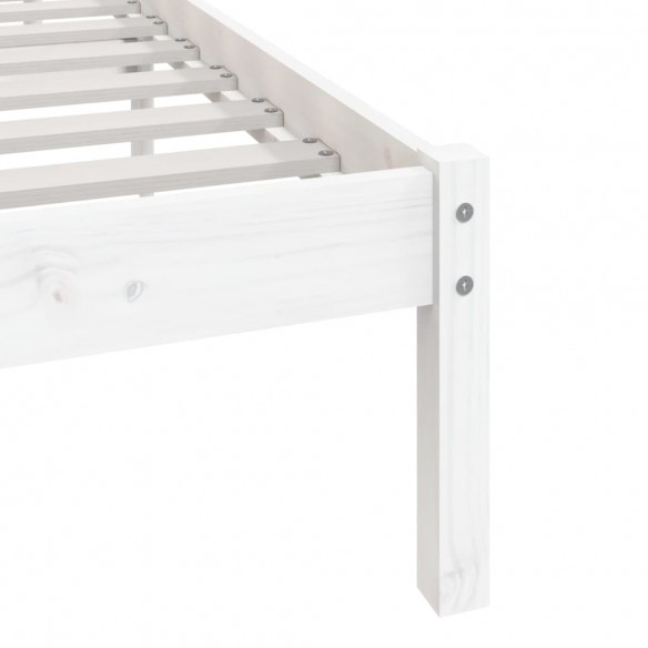 Cadre de lit blanc 120x190 cm petit double bois massif de pin