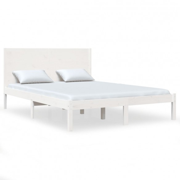 Cadre de lit Blanc Bois massif 120x190 cm Petit Double