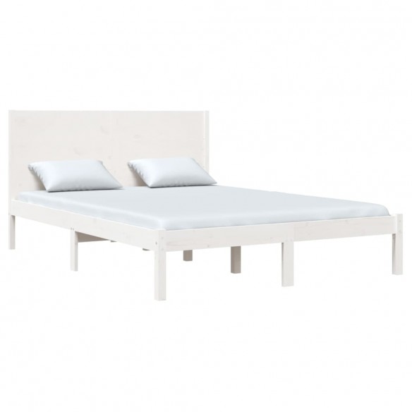 Cadre de lit Blanc Bois massif 120x190 cm Petit Double