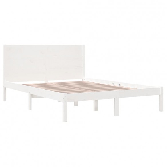 Cadre de lit Blanc Bois massif 120x190 cm Petit Double