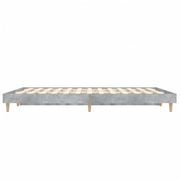 Cadre de lit gris béton 135x190 cm bois d'ingénierie