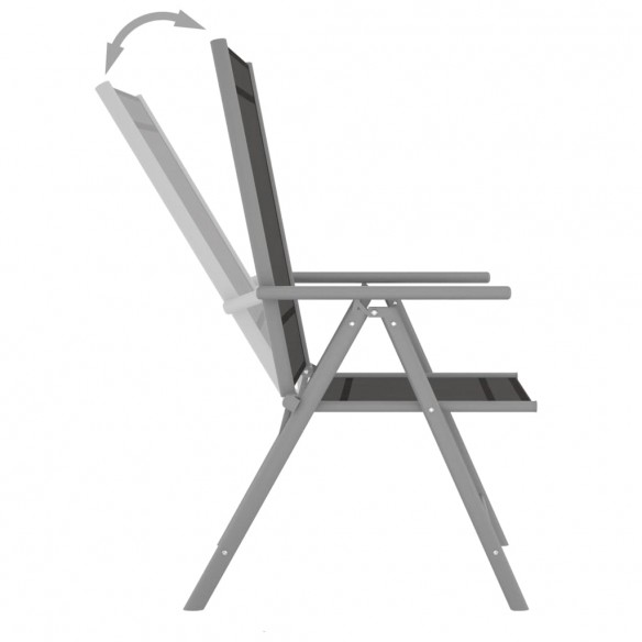 Chaises de jardin pliables 2 pcs Textilène Noir