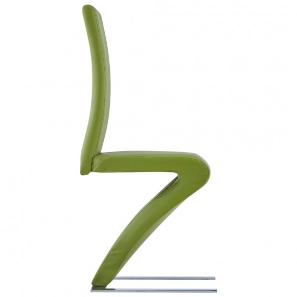 Chaises à manger avec forme de zigzag lot de 2 vert similicuir
