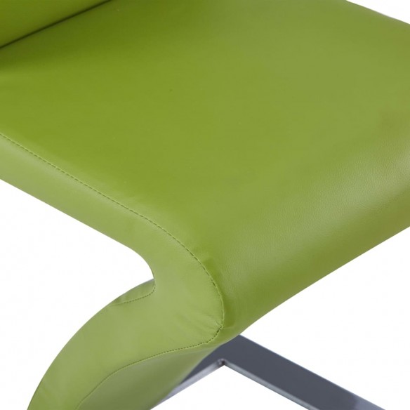 Chaises à manger avec forme de zigzag lot de 2 vert similicuir