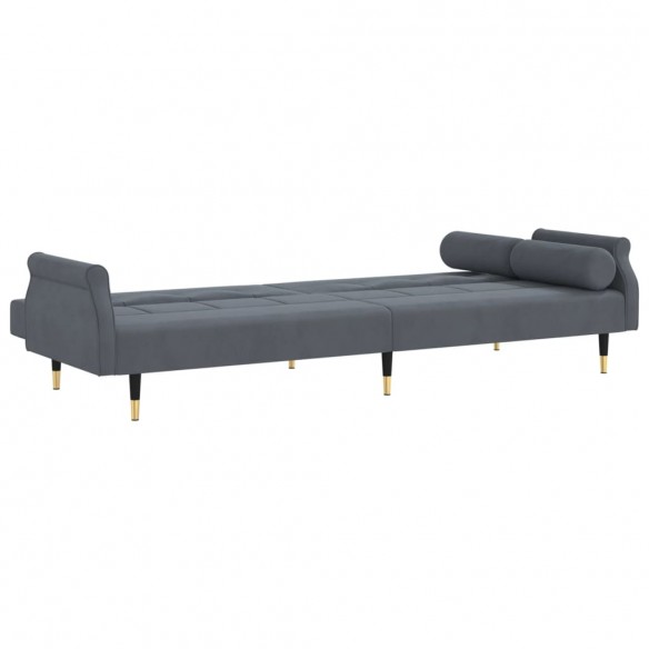 Canapé-lit avec coussins gris foncé velours