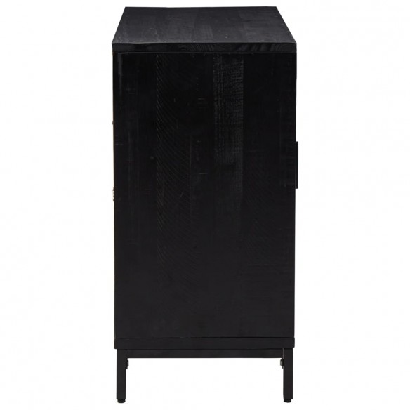 Buffet Noir 75x35x70 cm Bois de pin massif