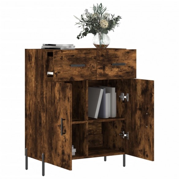 Buffet chêne fumé 69,5x34x90 cm bois d'ingénierie