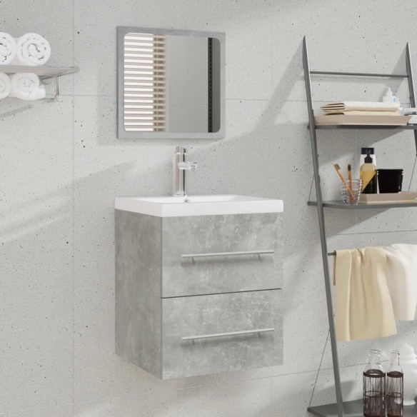 Meuble lavabo avec bassin intégré Gris béton Bois d'ingénierie