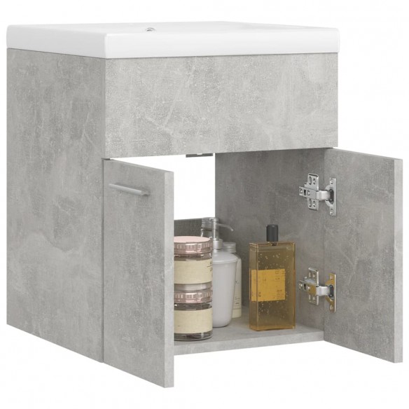 Armoire d'évier avec lavabo intégré Gris béton Aggloméré