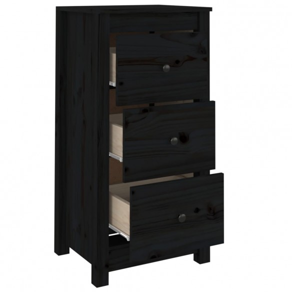 Buffets 2 pcs Noir 40x35x80 cm Bois massif de pin