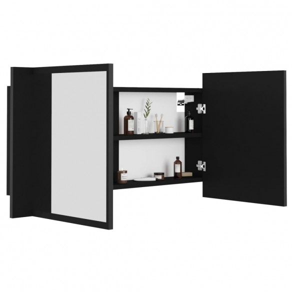 Armoire à miroir de salle de bain LED Noir 90x12x45 Acrylique