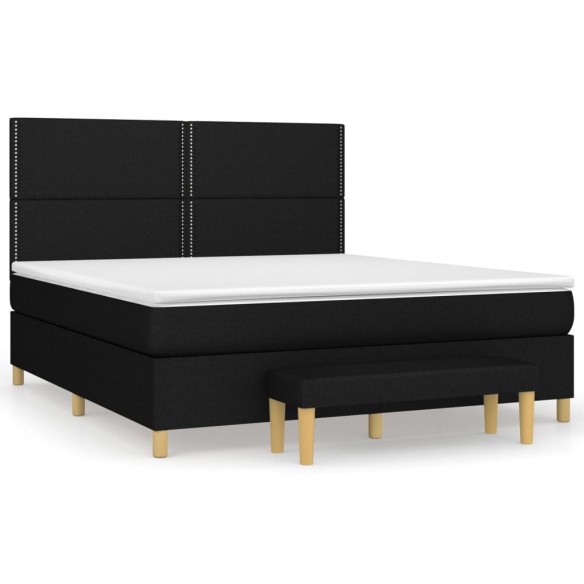 Cadre de lit avec matelas Noir 180x200 cm Tissu