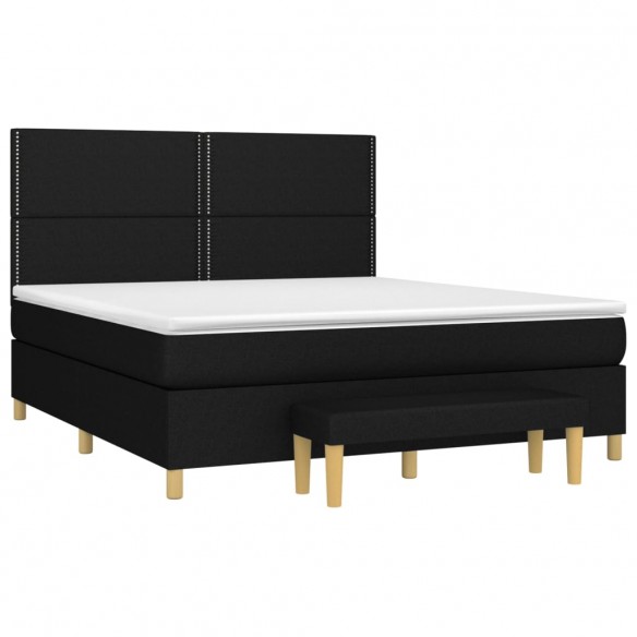 Cadre de lit avec matelas Noir 180x200 cm Tissu