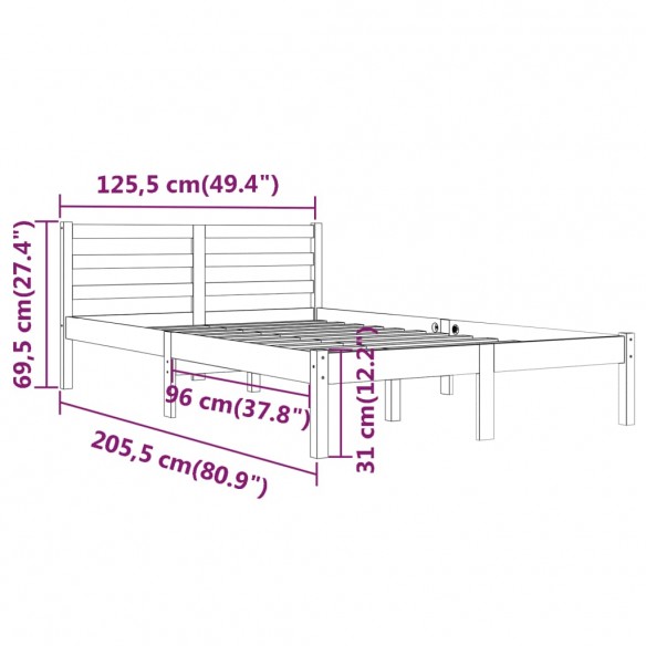 Cadre de lit Bois de pin massif 120x200 cm