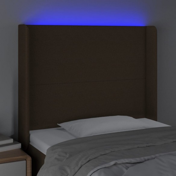 Tête de lit à LED Marron foncé 103x16x118/128 cm Tissu