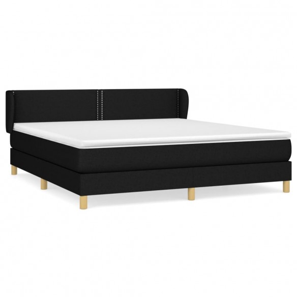 Cadre de lit avec matelas Noir 180x200 cm Tissu