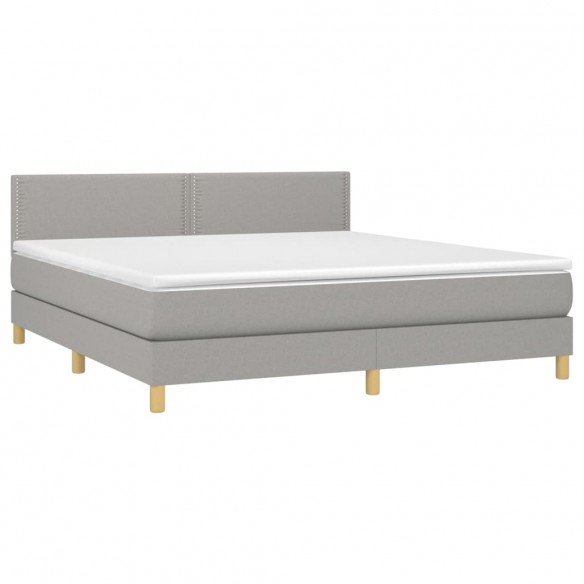 Cadre de lit et matelas et LED Gris clair 180x200 cm