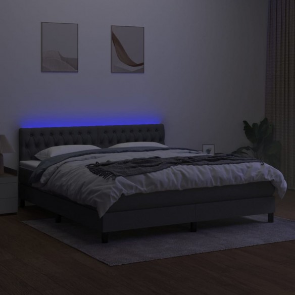 Cadre de lit et matelas et LED Gris foncé 160x200 cm